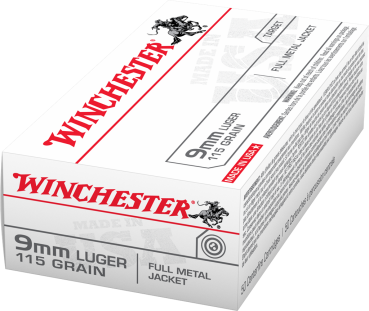 Winchester 9 mm Luger 115 gr FMJ, 50 Stück